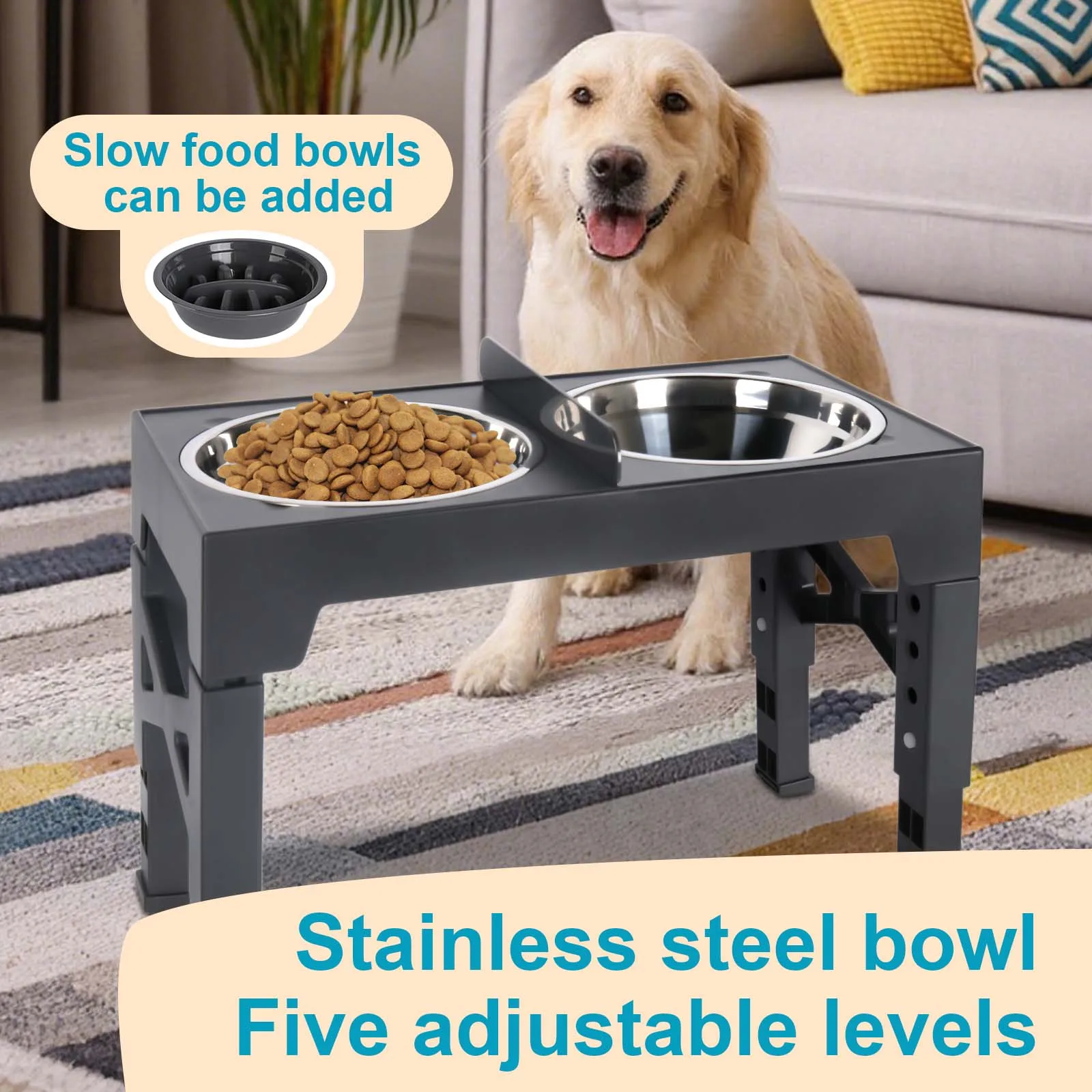 Gamelle Surélevée Réglable pour Chien avec Bols Inox – Support Anti-Glouton et Confort de Repas – Image 6