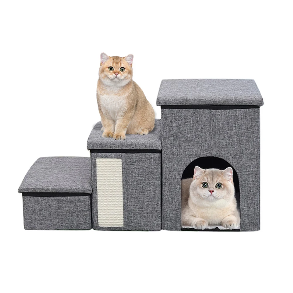 Escalier Chien Chat 3 Marches Multifonction - Rangement Griffoir Maison - Capacité 60kg – Image 9