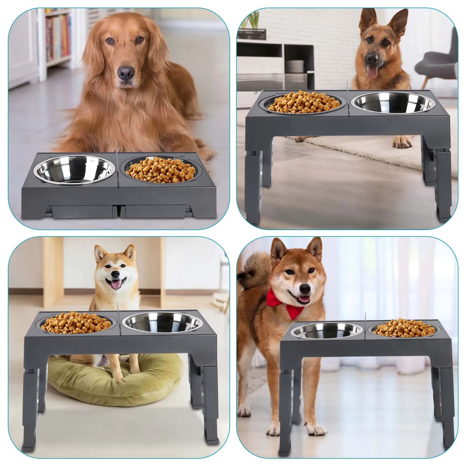 Gamelle Surélevée Réglable pour Chien avec Bols Inox – Support Anti-Glouton et Confort de Repas – Image 15