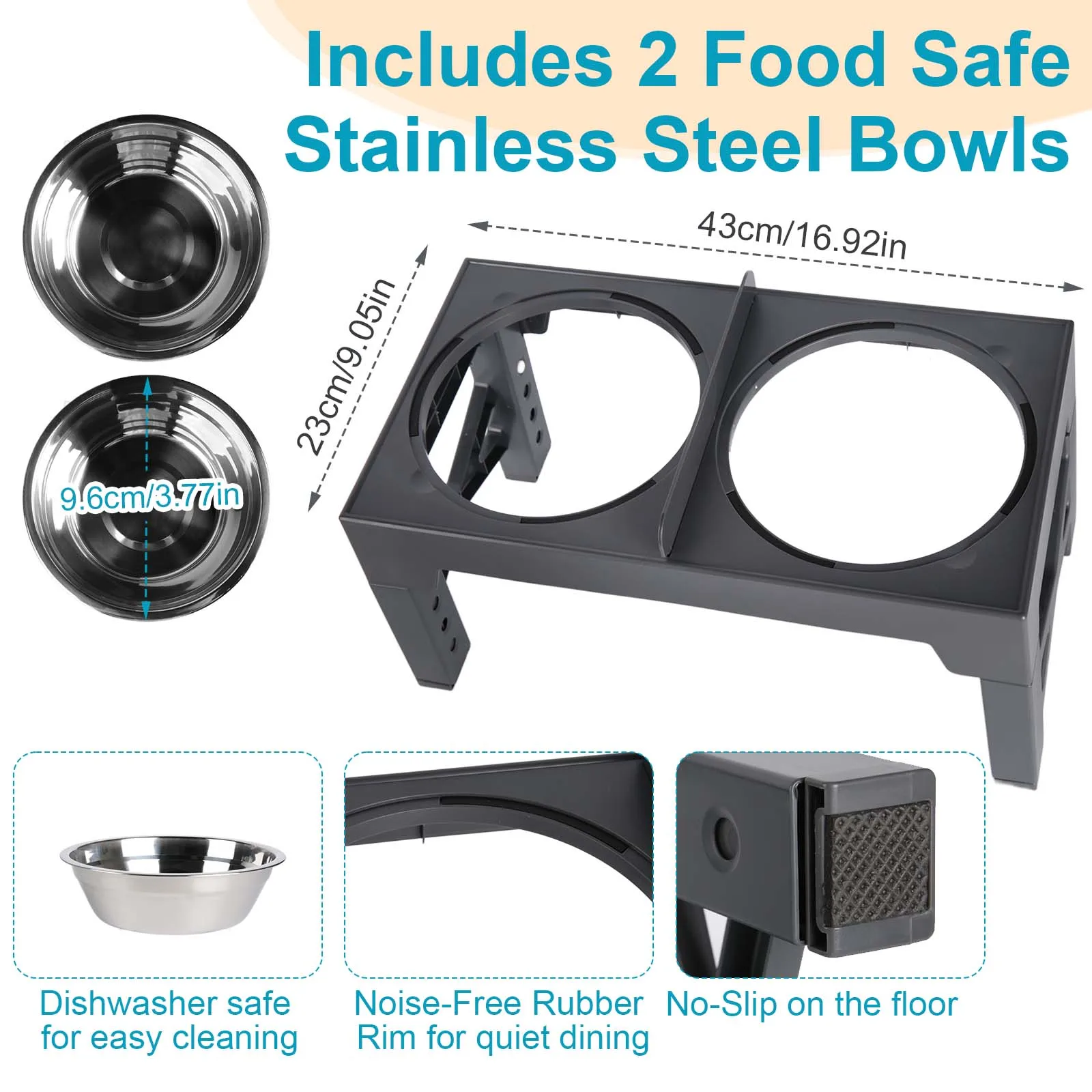 Gamelle Surélevée Réglable pour Chien avec Bols Inox – Support Anti-Glouton et Confort de Repas – Image 19