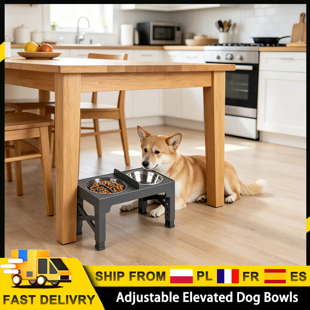 Gamelle Surélevée Réglable pour Chien avec Bols Inox – Support Anti-Glouton et Confort de Repas