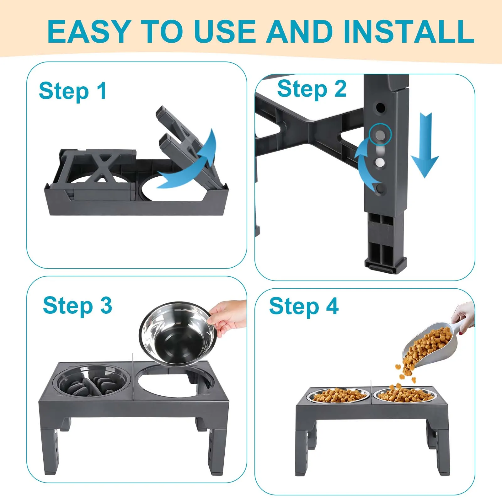 Gamelle Surélevée Réglable pour Chien avec Bols Inox – Support Anti-Glouton et Confort de Repas – Image 13