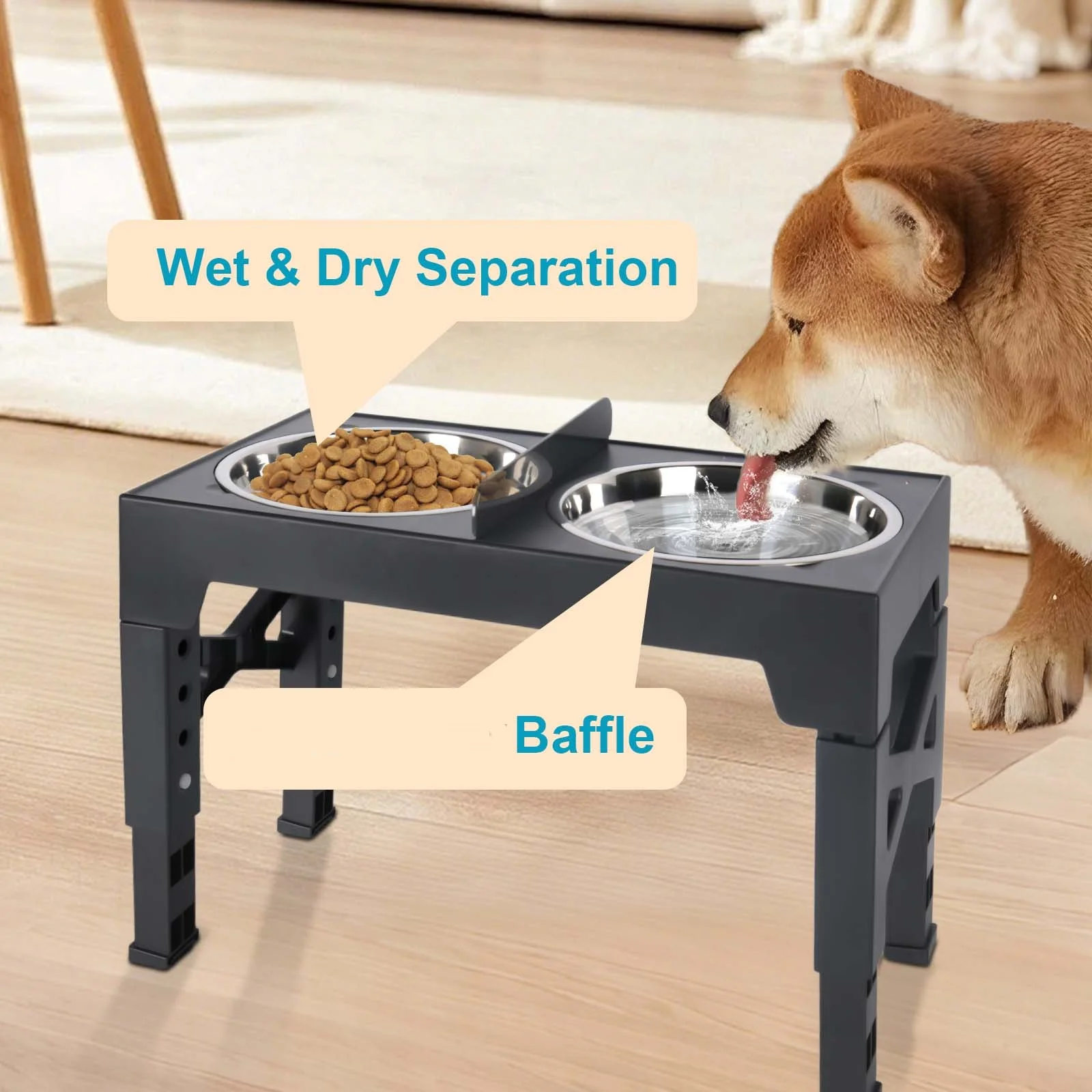 Gamelle Surélevée Réglable pour Chien avec Bols Inox – Support Anti-Glouton et Confort de Repas – Image 4
