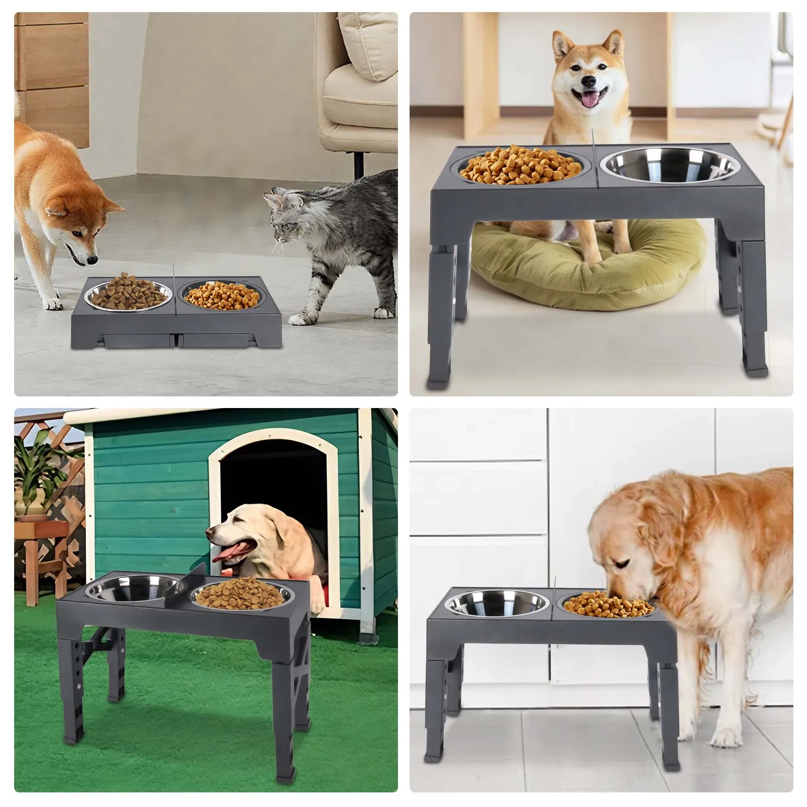 Gamelle Surélevée Réglable pour Chien avec Bols Inox – Support Anti-Glouton et Confort de Repas – Image 20