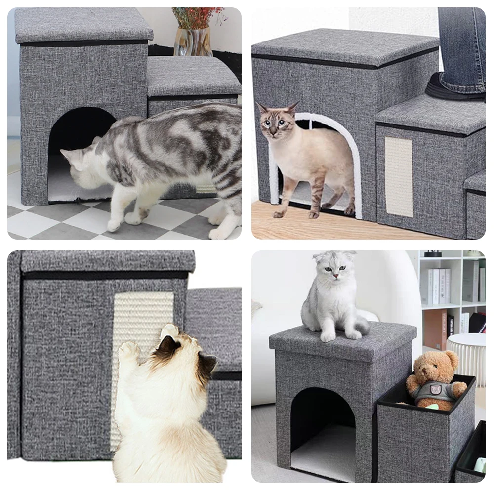 Escalier Chien Chat 3 Marches Multifonction - Rangement Griffoir Maison - Capacité 60kg – Image 17