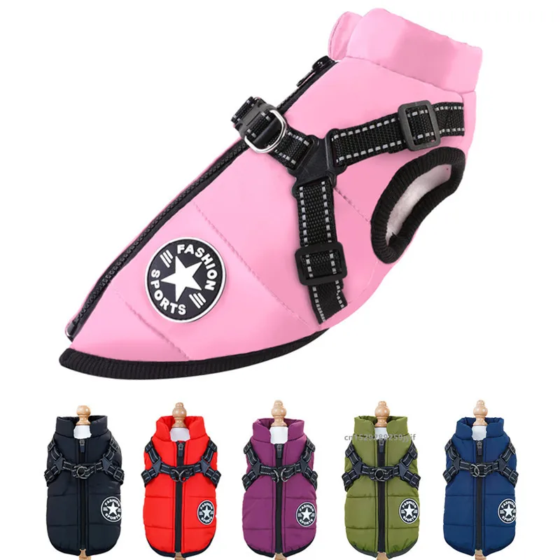 Manteau imperméable pour chien avec harnais intégré – Veste hiver chaude
