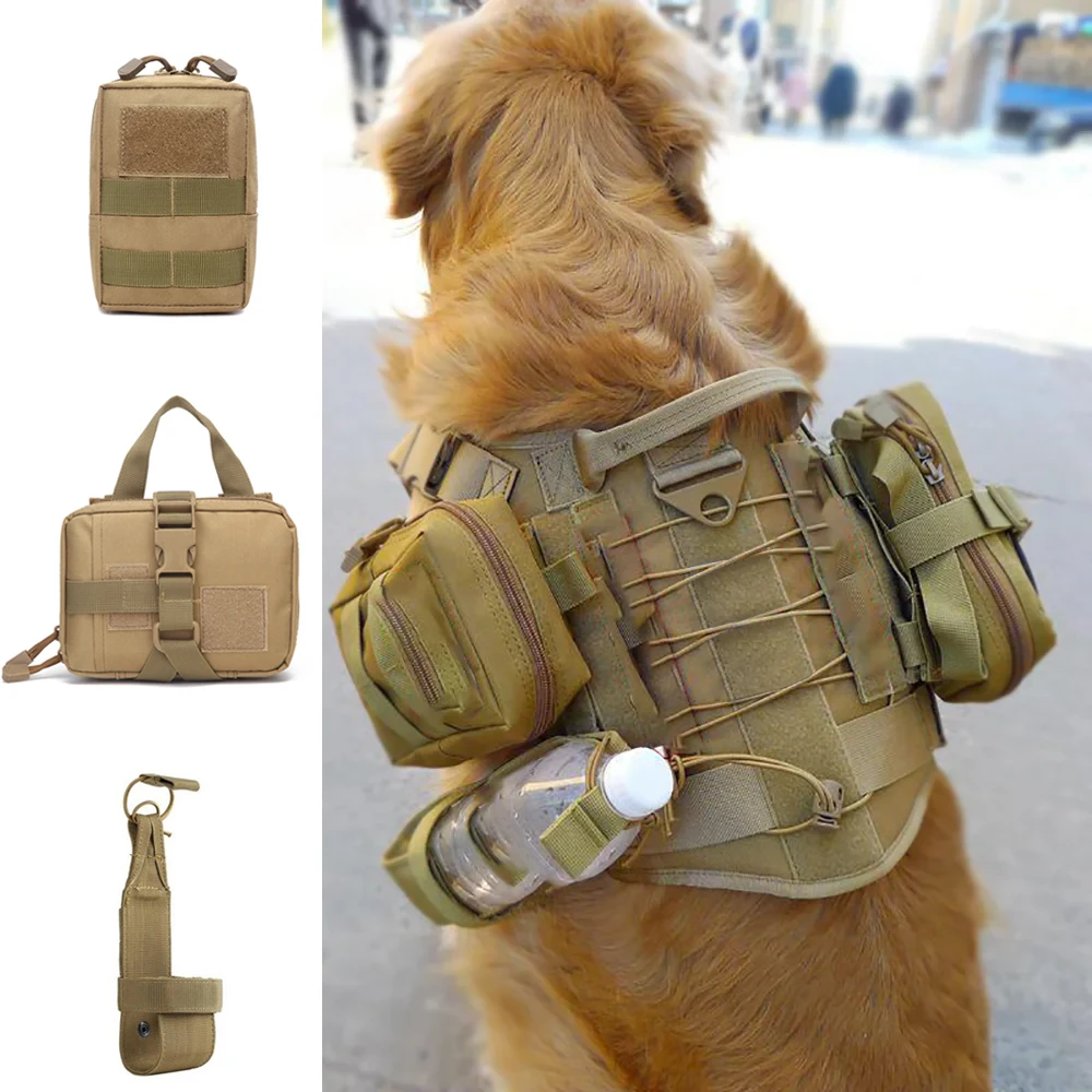 Harnais avec kit Tactique pour Chien | Sac de Transport et Promenade