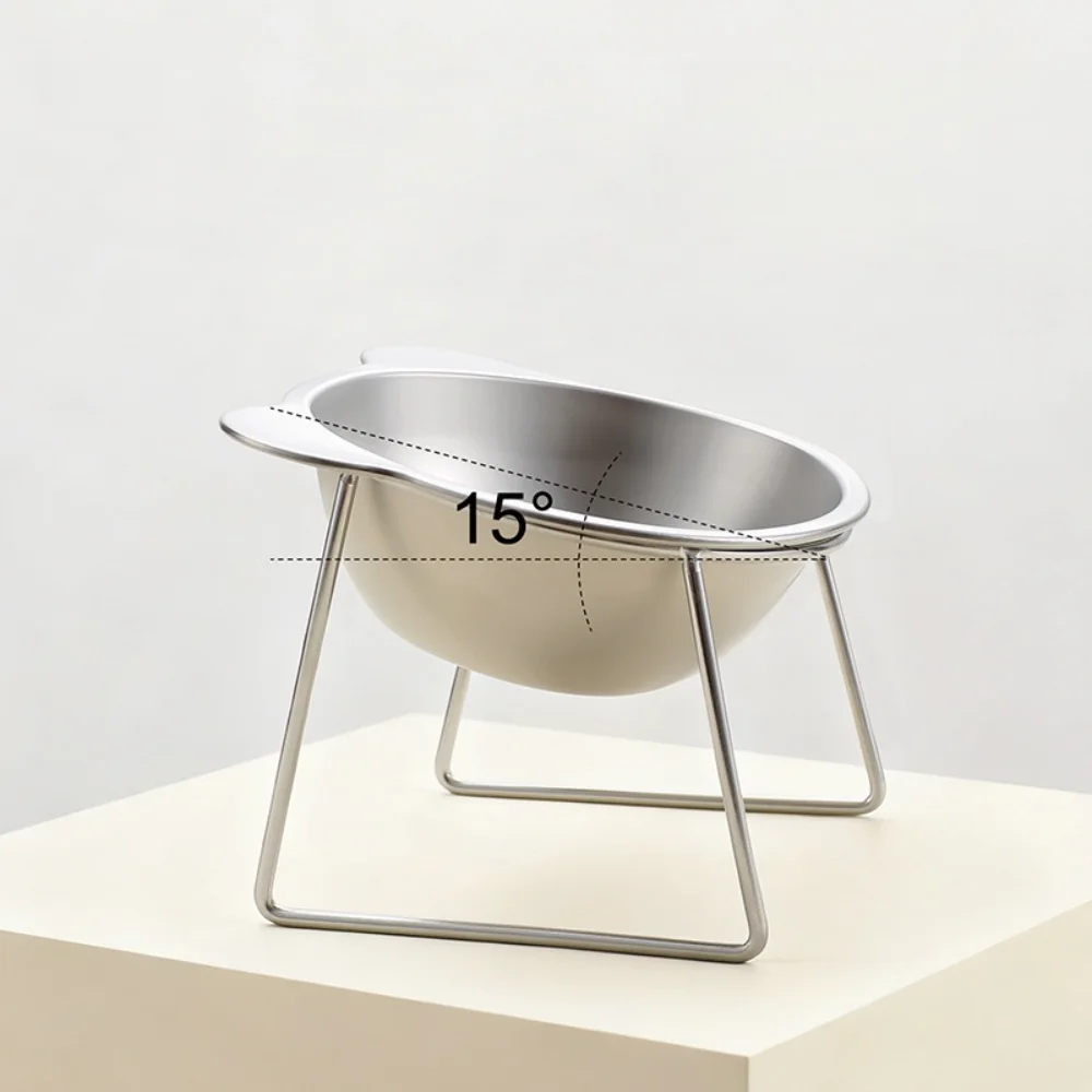 Gamelle surélevée pour chat en inox – Bol incliné anti-vomissement – Image 3