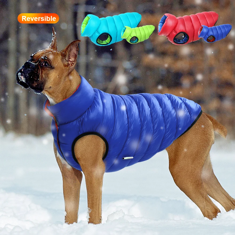 Manteau Réversible Chaud pour Chien - Doudoune Imperméable Hiver
