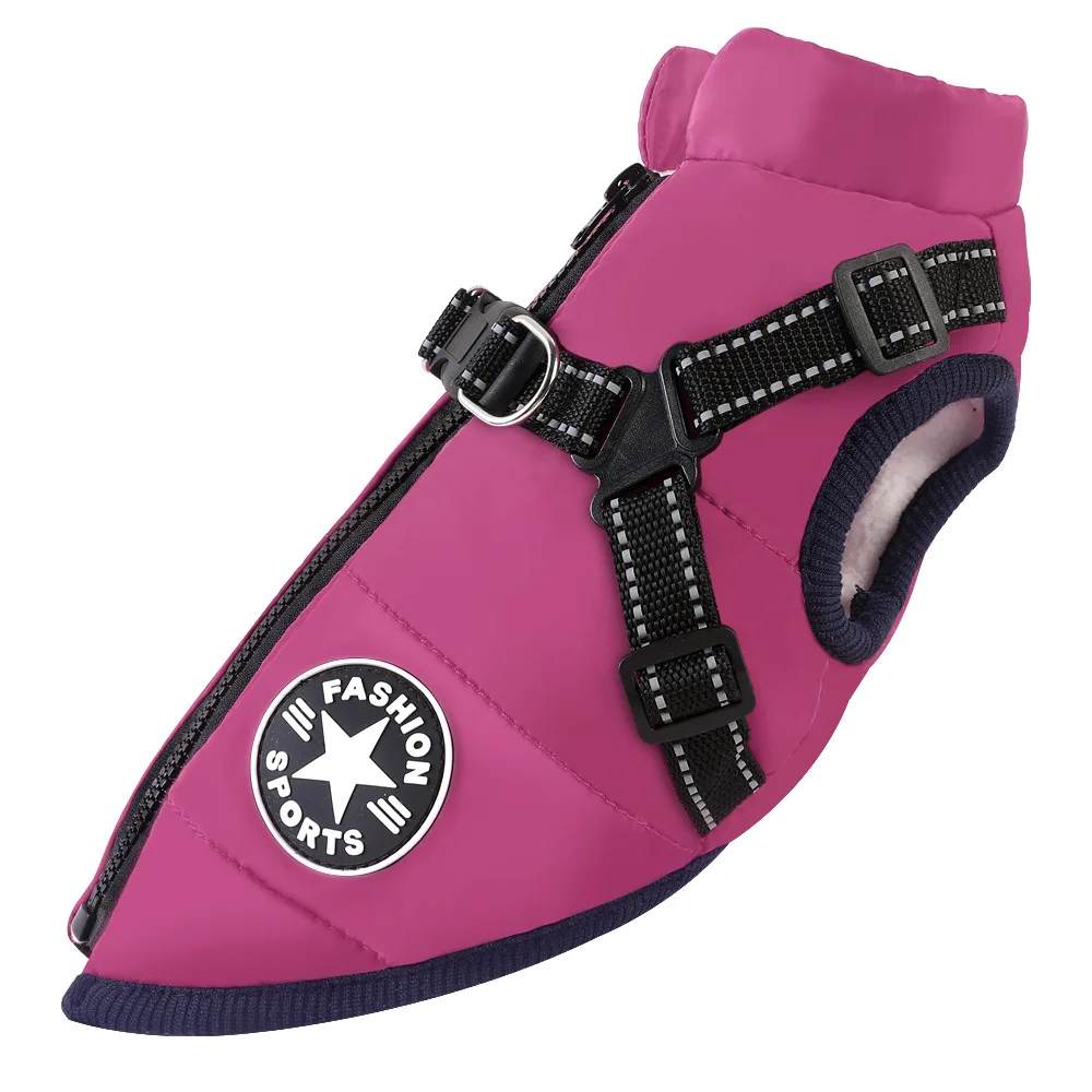 Manteau imperméable pour chien avec harnais intégré – Veste hiver chaude – Image 8