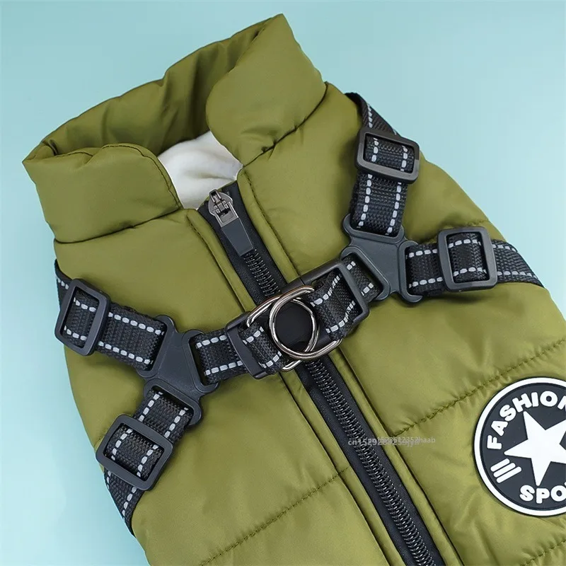 Manteau imperméable pour chien avec harnais intégré – Veste hiver chaude – Image 5