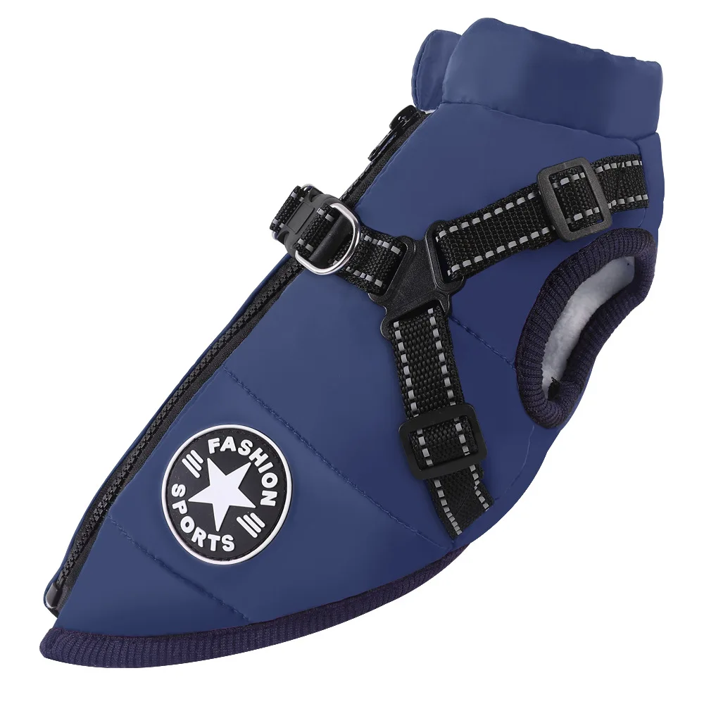 Manteau imperméable pour chien avec harnais intégré – Veste hiver chaude – Image 9