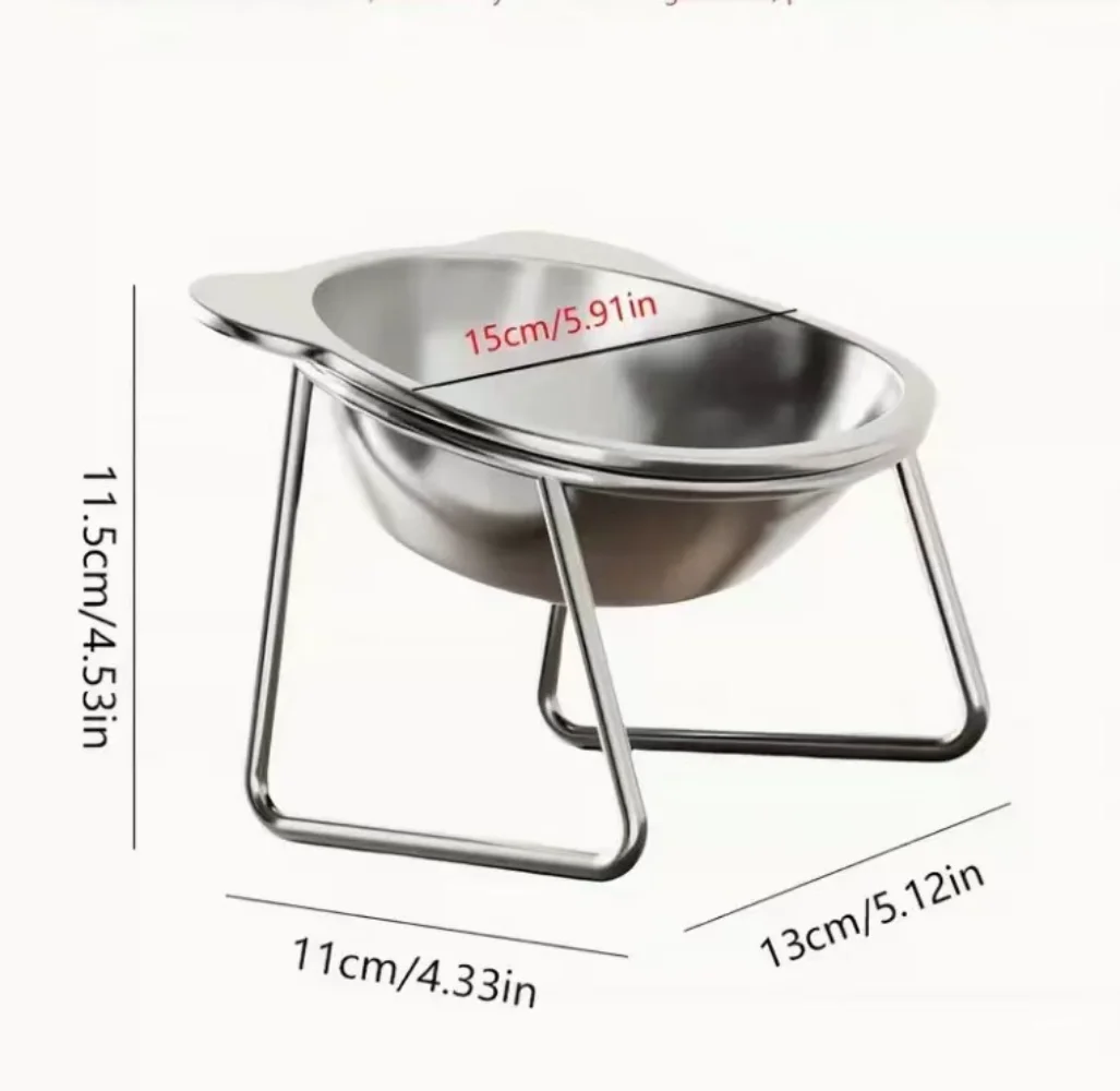 Gamelle surélevée pour chat en inox – Bol incliné anti-vomissement – Image 6
