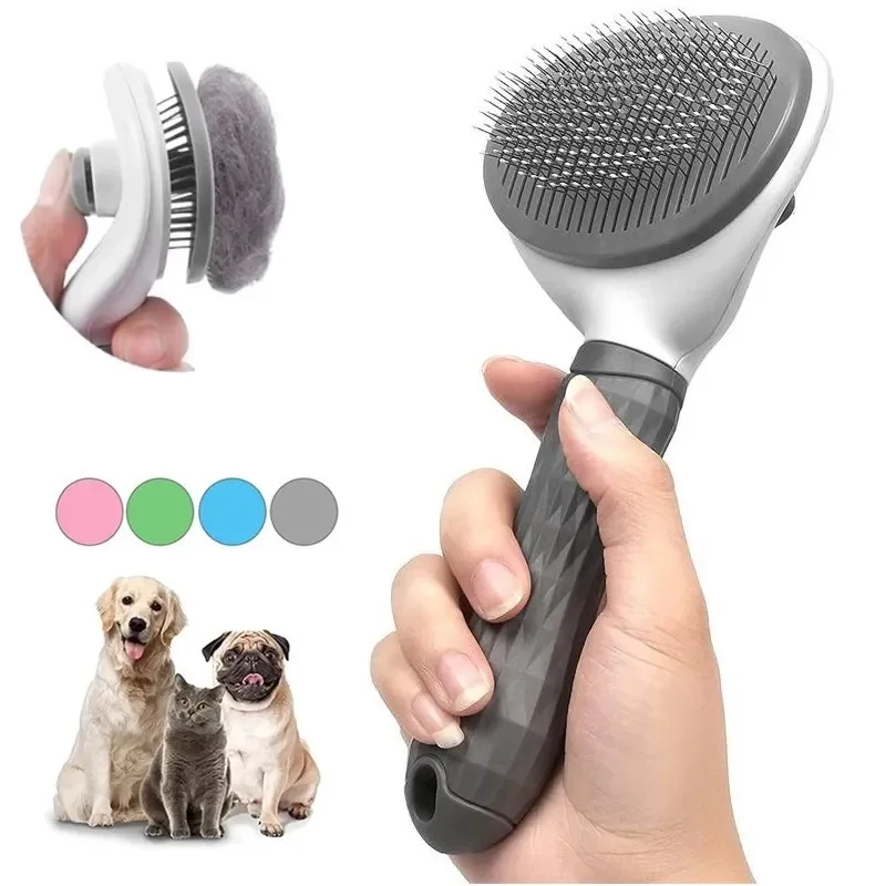 brosse anti poils animaux pour chat et chien avec fonction nettoyage