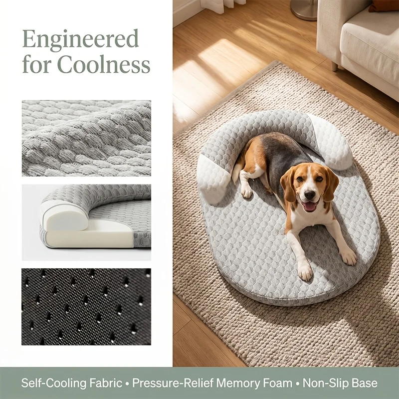Panier Rafraîchissant pour Chien et Chat – Coussin Respirant Anti-Chaleur avec Oreiller – Image 2