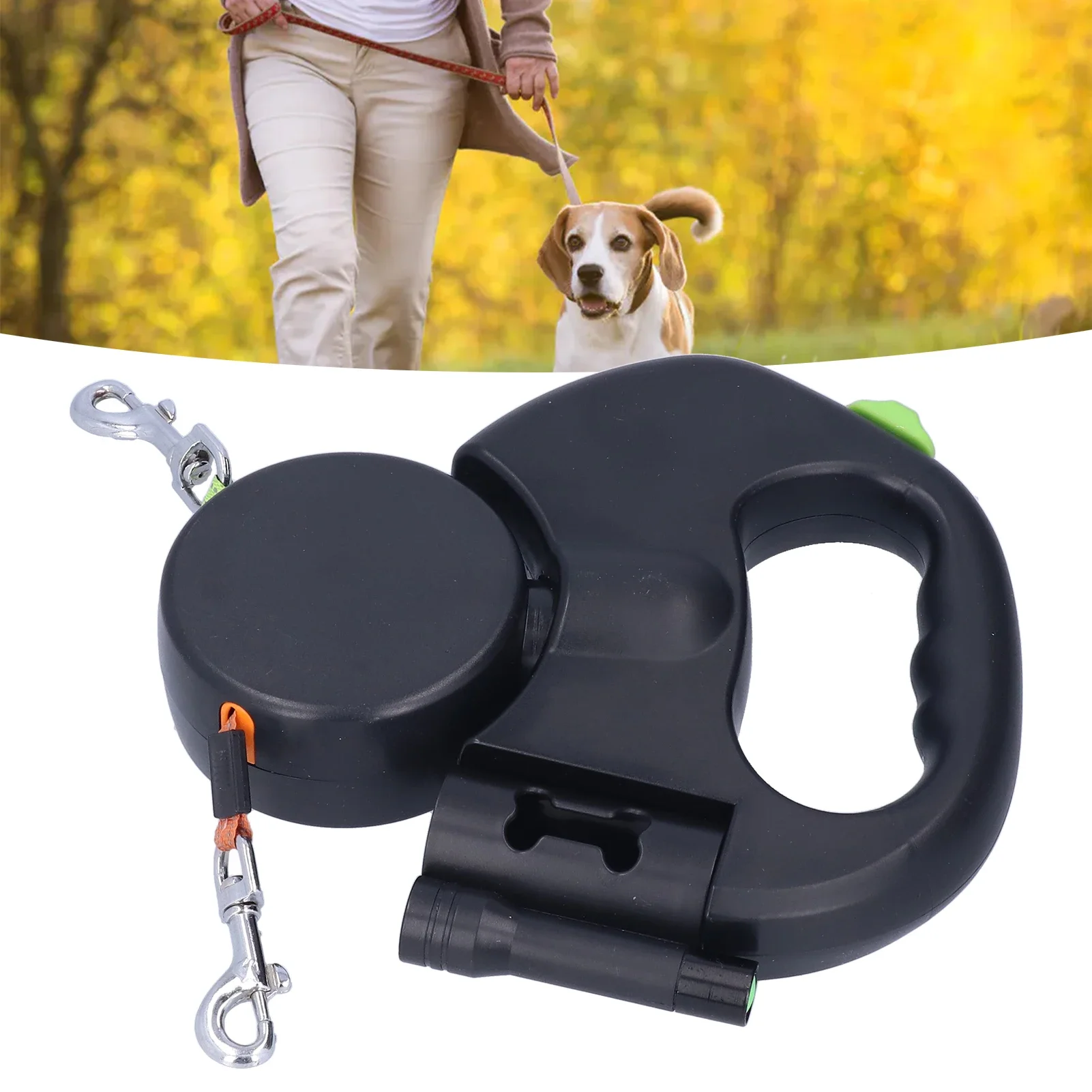 Laisse Rétractable pour Chien 3m | Avec Lampe et Distributeur de Sacs – Image 6