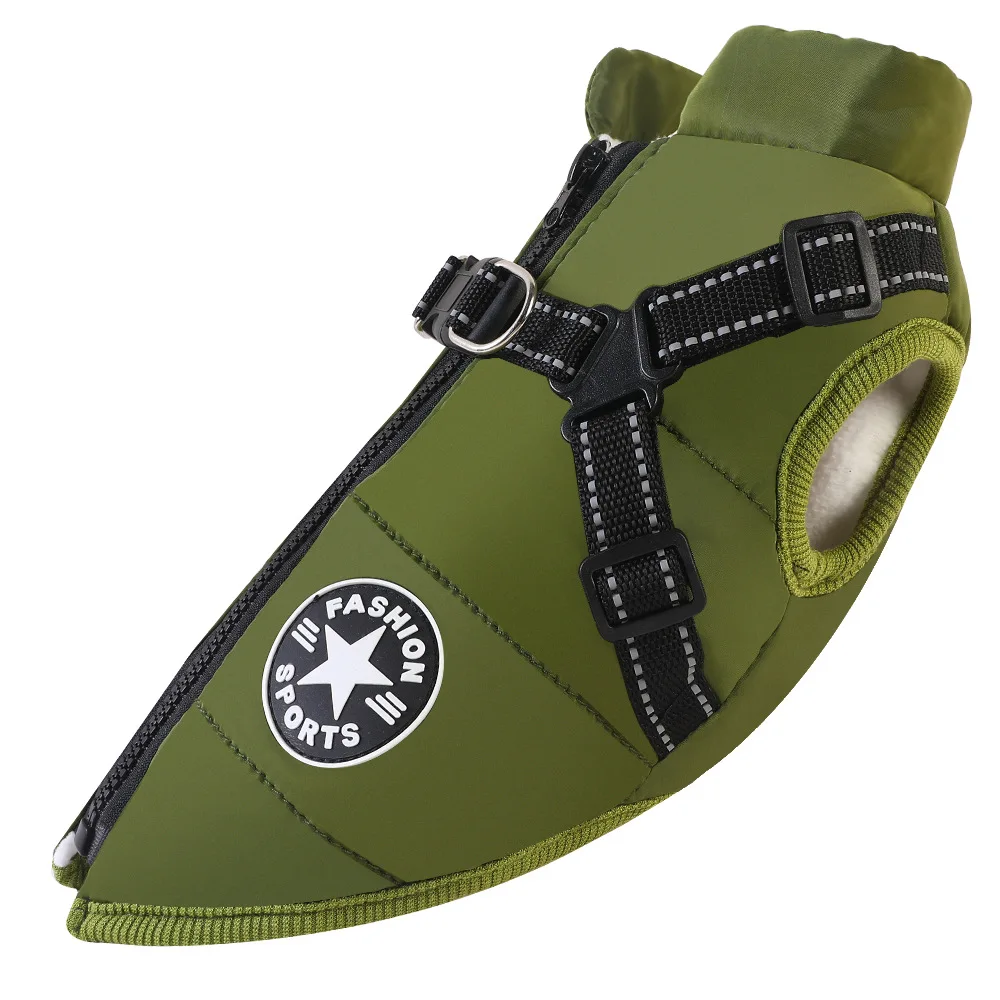 Manteau imperméable pour chien avec harnais intégré – Veste hiver chaude – Image 10