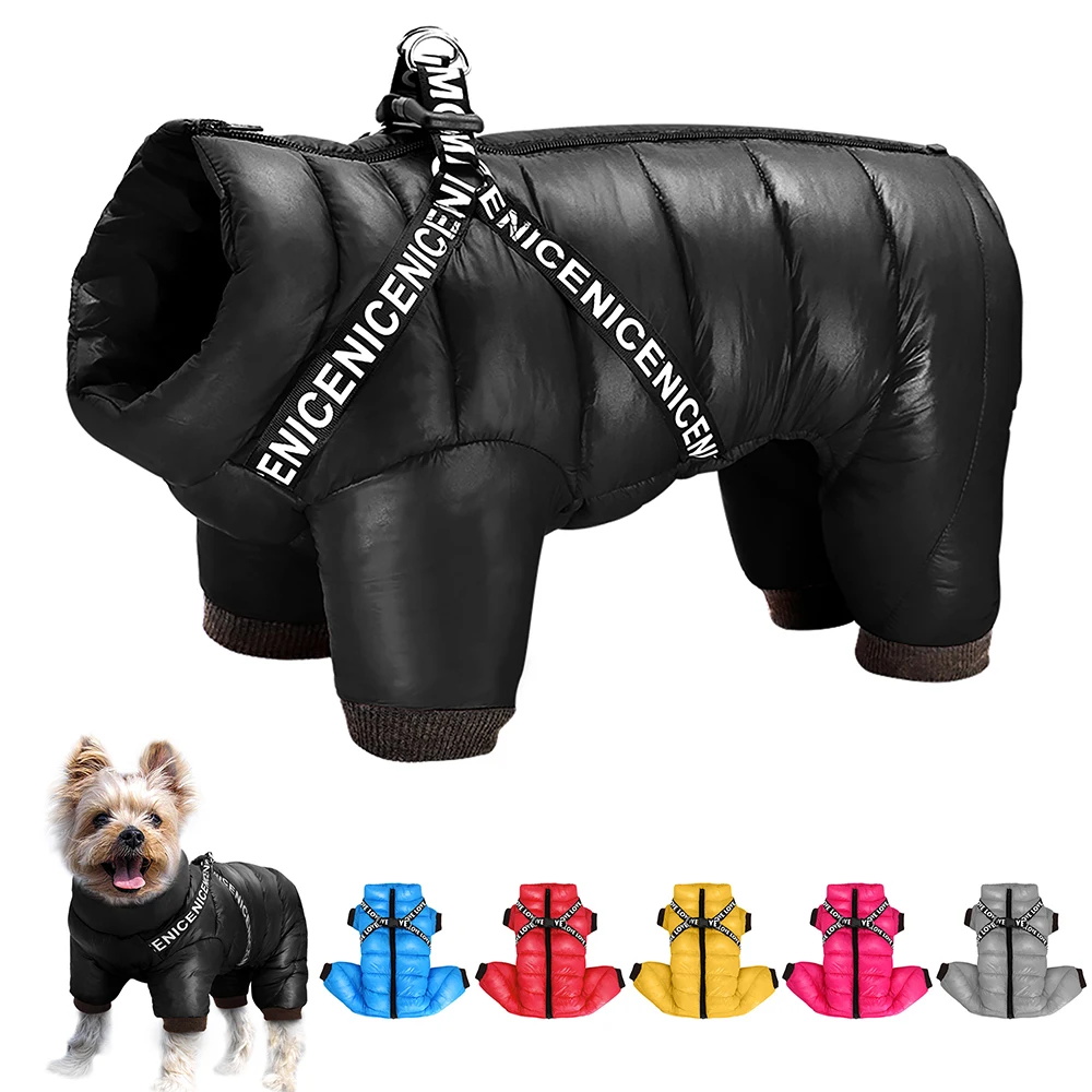 manteau chien imperméable hiver 4 pattes noir doudoune petit chien chihuahua"