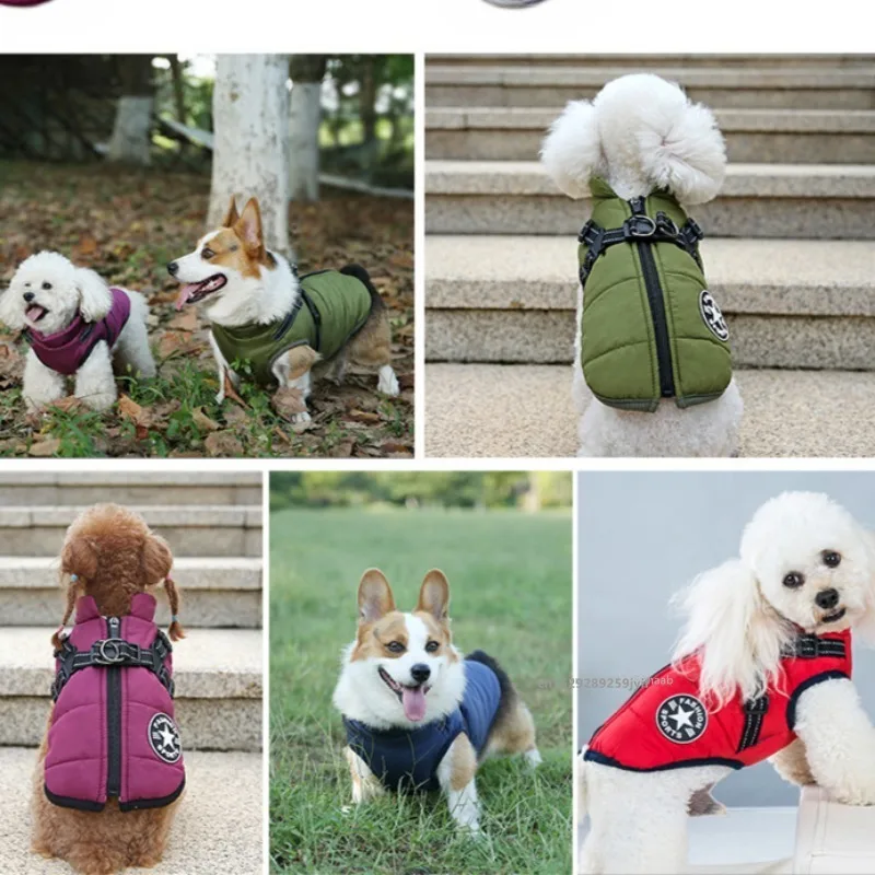 Manteau imperméable pour chien avec harnais intégré – Veste hiver chaude – Image 6