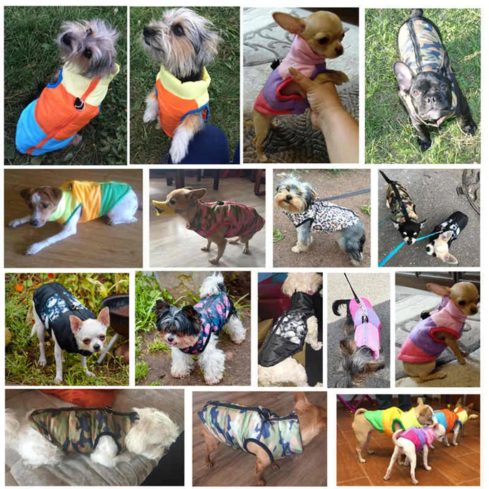 Manteau chaud pour chien – Veste d’hiver matelassée avec harnais intégré – Image 24